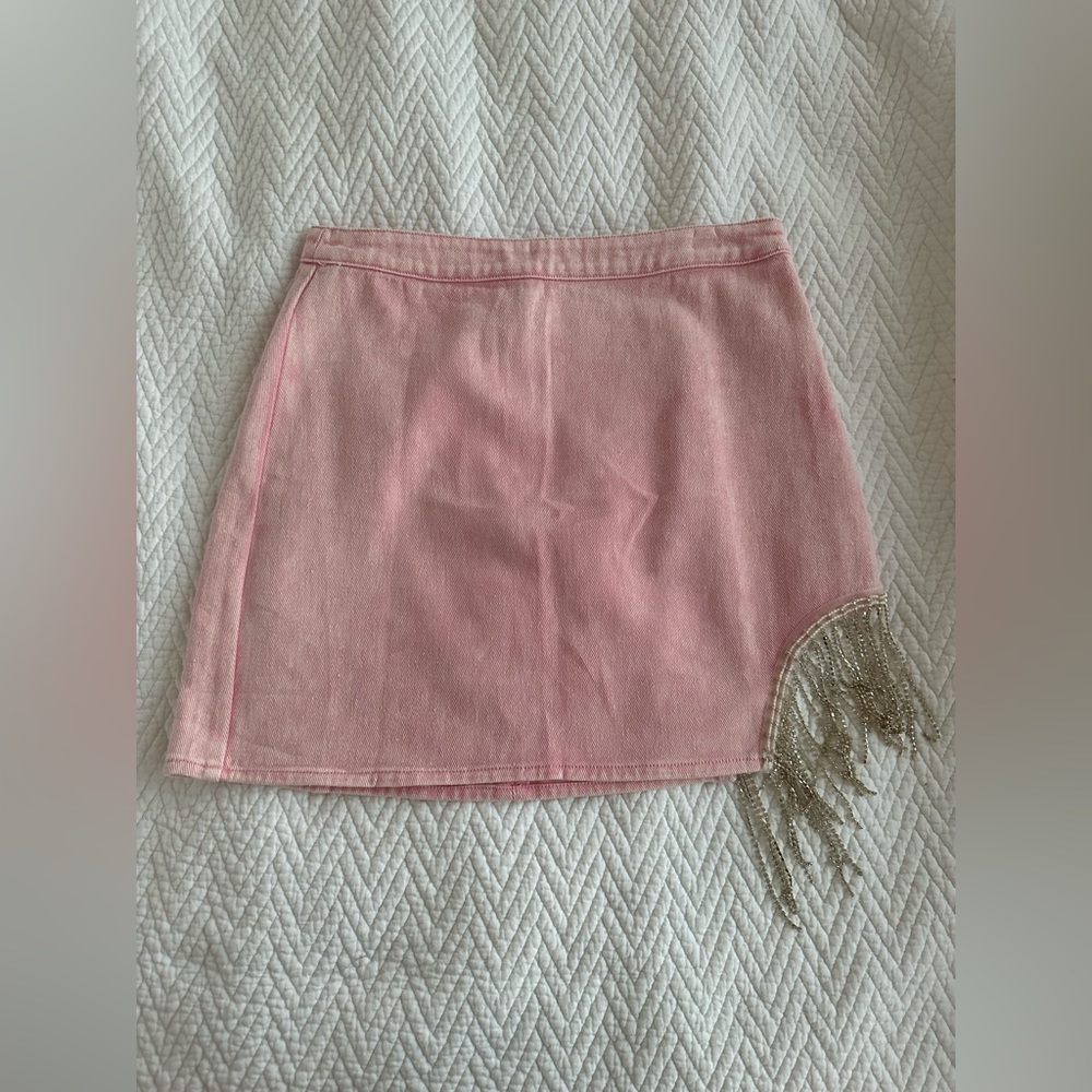 Pink Denim Skirt